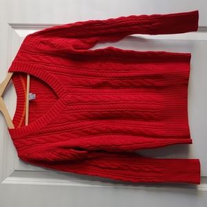 V-neck cable knit sweater